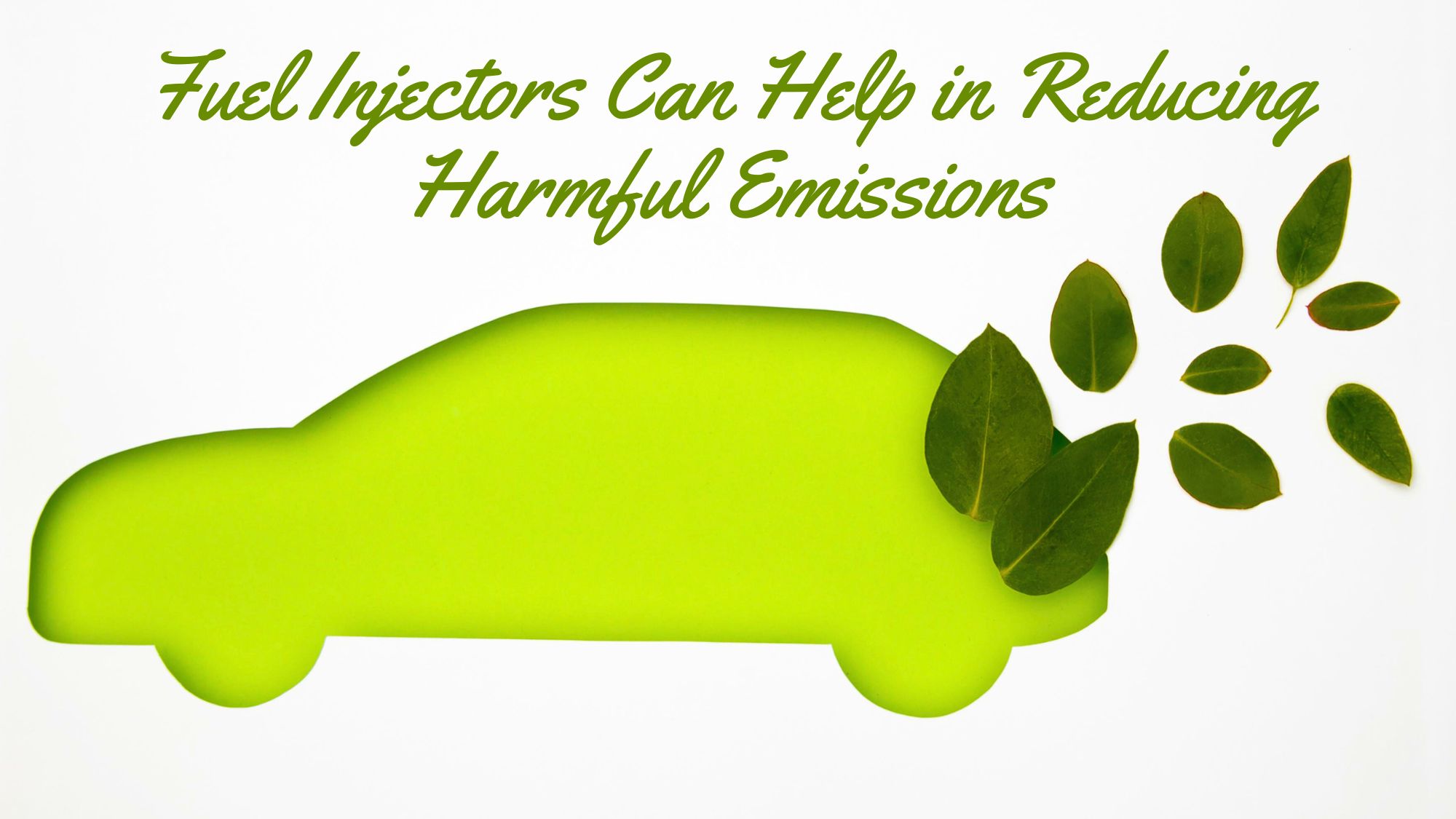 An eco-friendly car with tree leaves symbolizing how fuel injectors can help in reducing harmful emissions