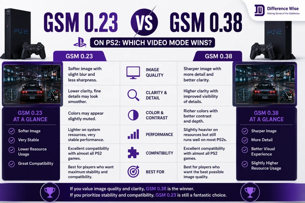 GSM 0.23 vs GSM 0.38 on PS2 explained