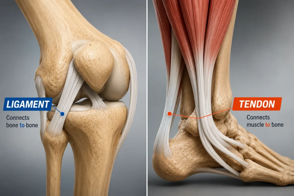 ligament vs tendon difference